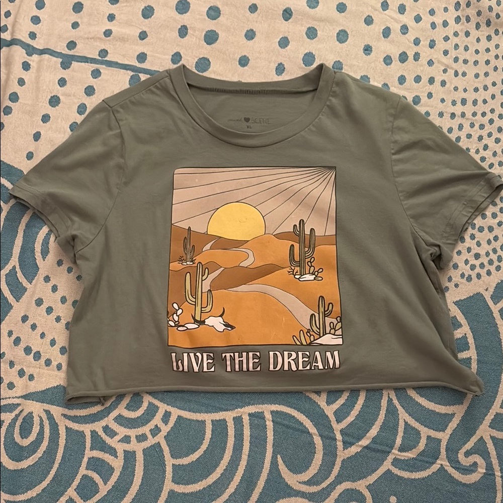 Green Graphic Crop Top